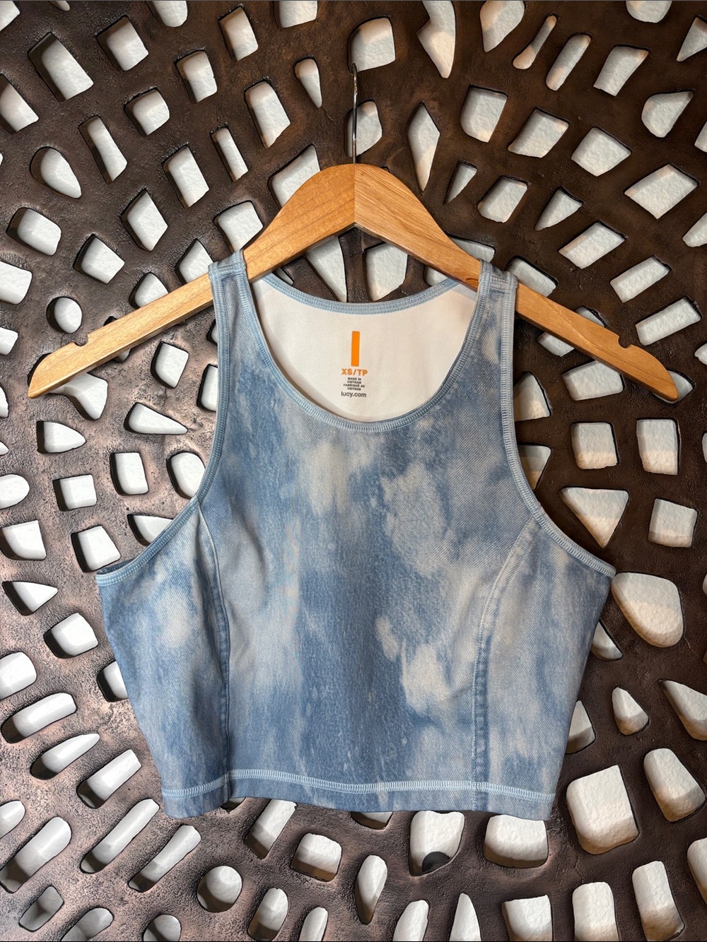💙 Lucy Light Blue Tie-Dye Crop Tank Women’s XS Stretch Athletic Top 💙